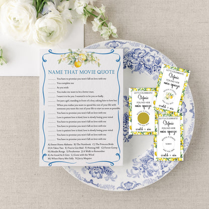Blue Citrus Lemon Bridal Shower Game Cards