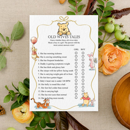 Winnie the Pooh Baby Shower Game Cards