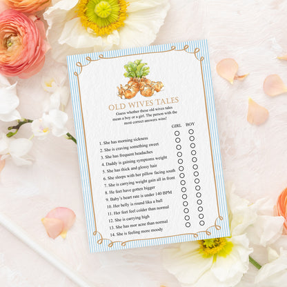 Peter Rabbit Baby Shower Game Cards