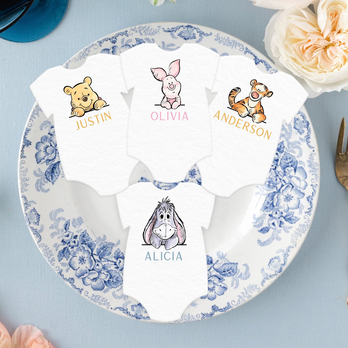 Onesie Shape Winnie the Pooh Escort/Place Cards