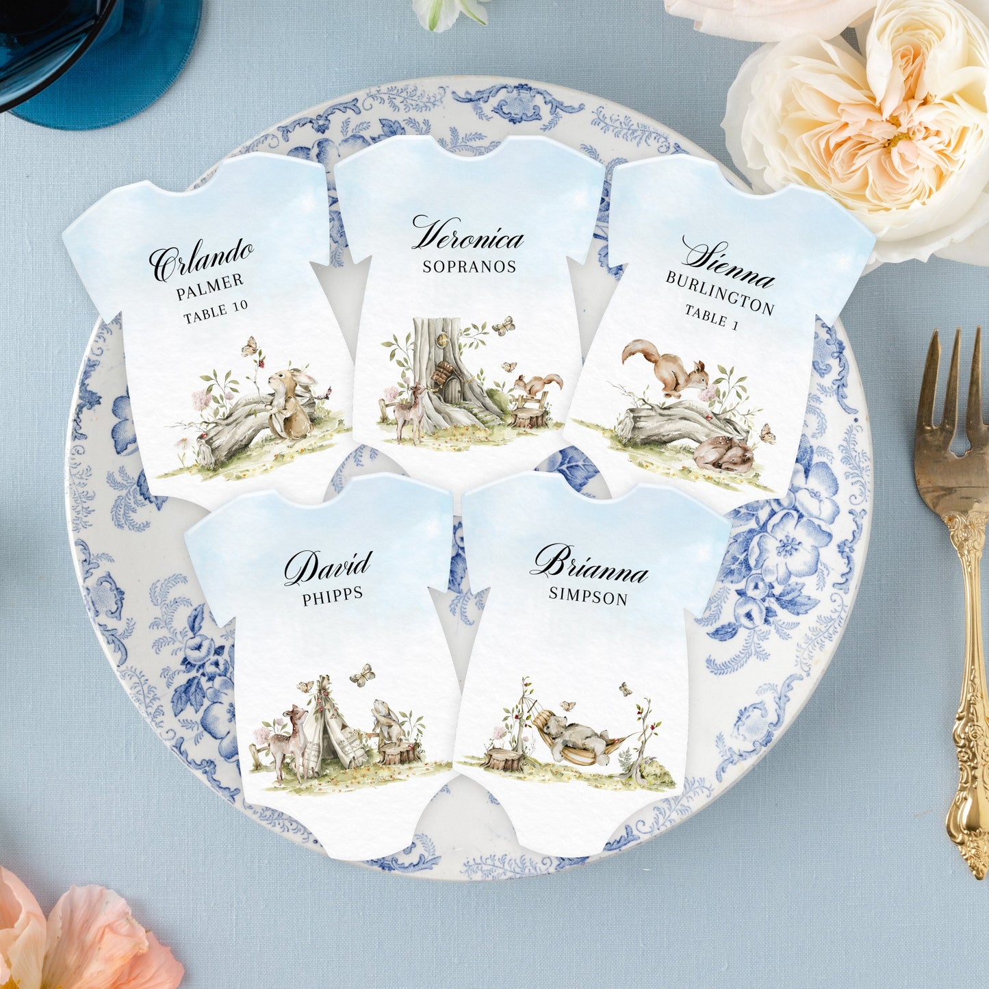 Onesie Shape Woodland Escort/Place Cards