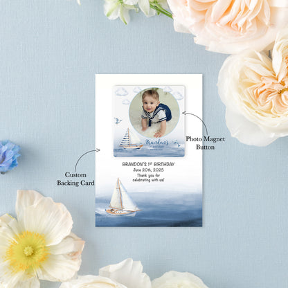 Nautical Birthday Photo Magnet Buttons