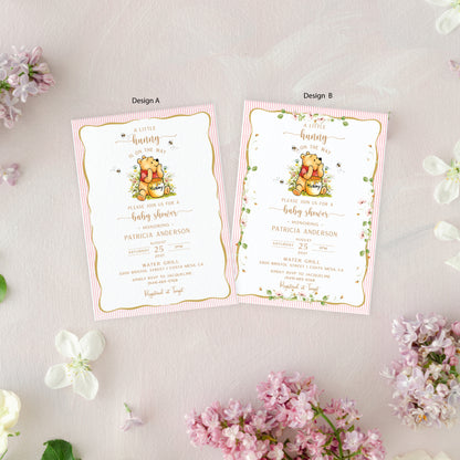 Printed Winnie the Pooh Baby Shower Invitation