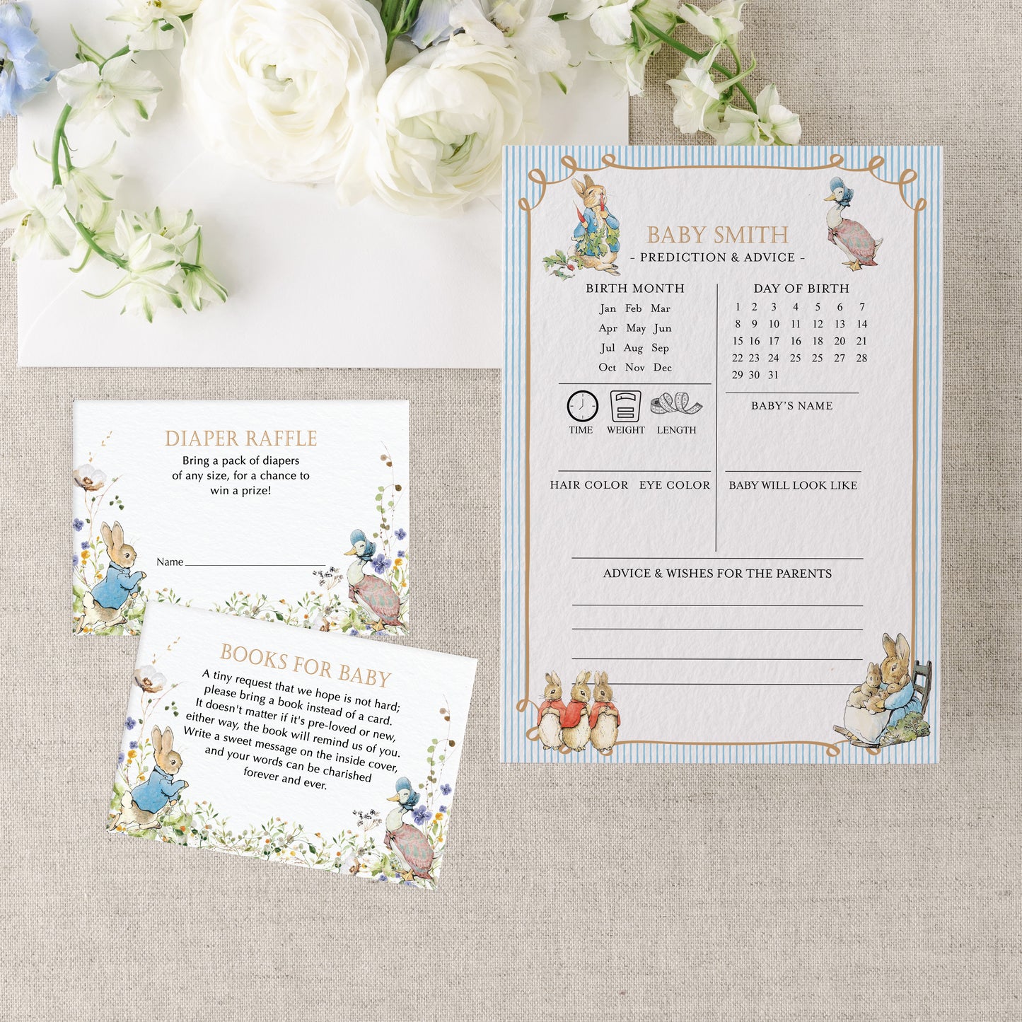 Peter Rabbit Raffle and Book for Baby Cards