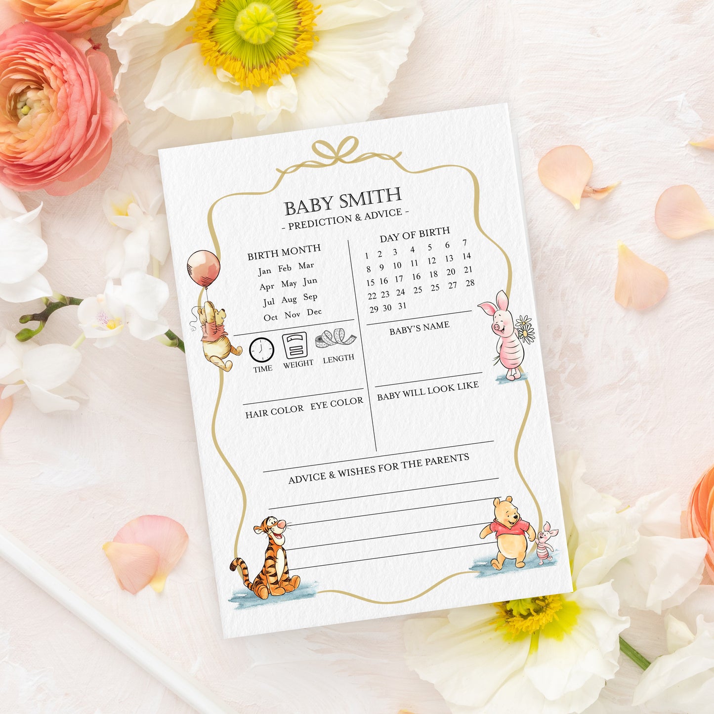 Winnie the Pooh Baby Shower Game Cards