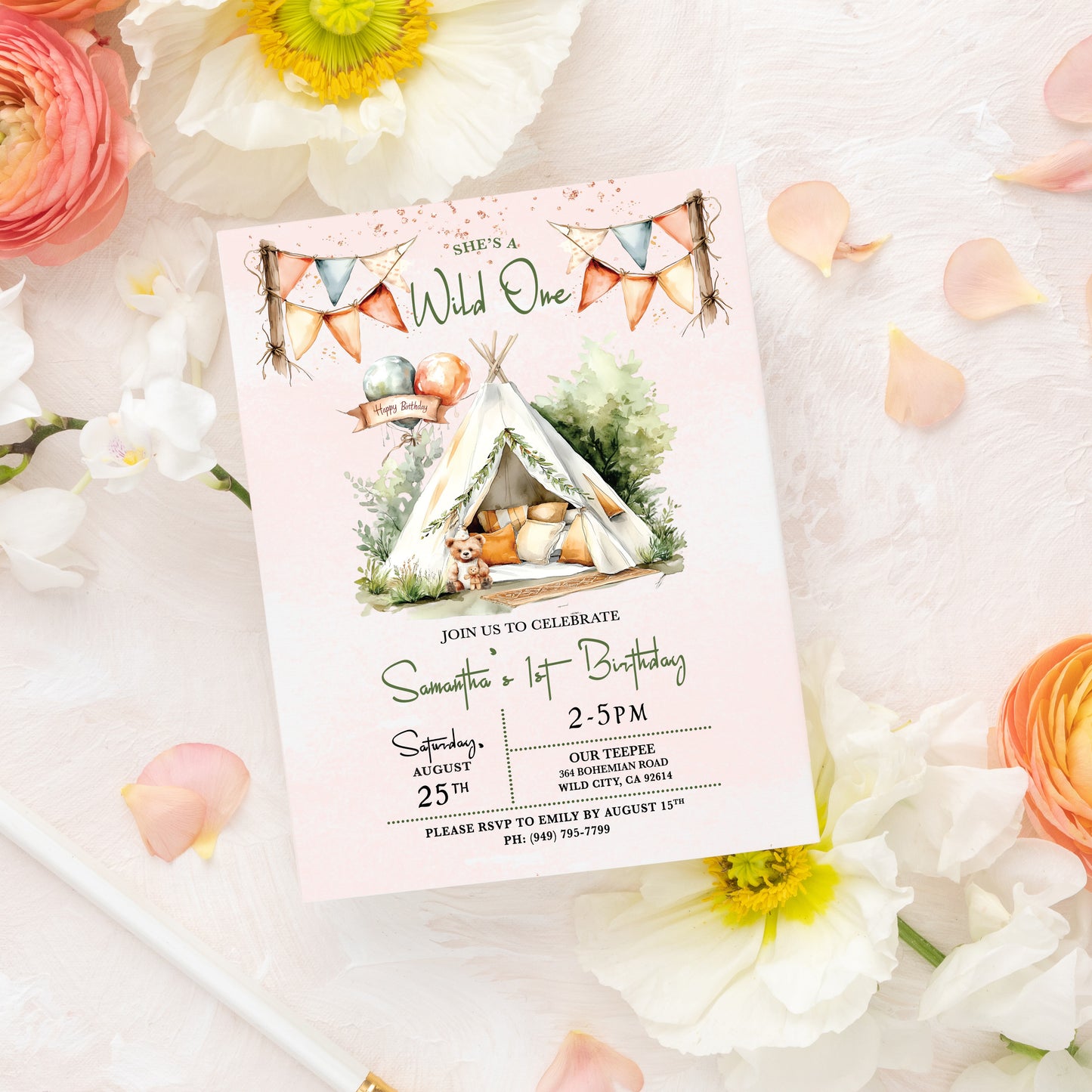 Teepee Birthday Invitation