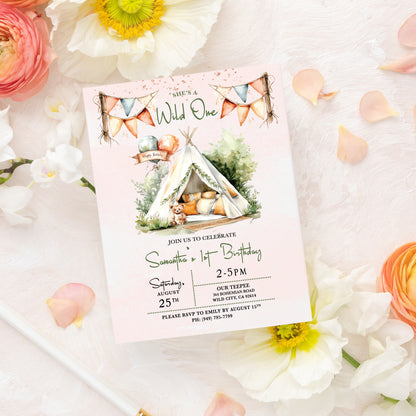 Teepee Birthday Invitation