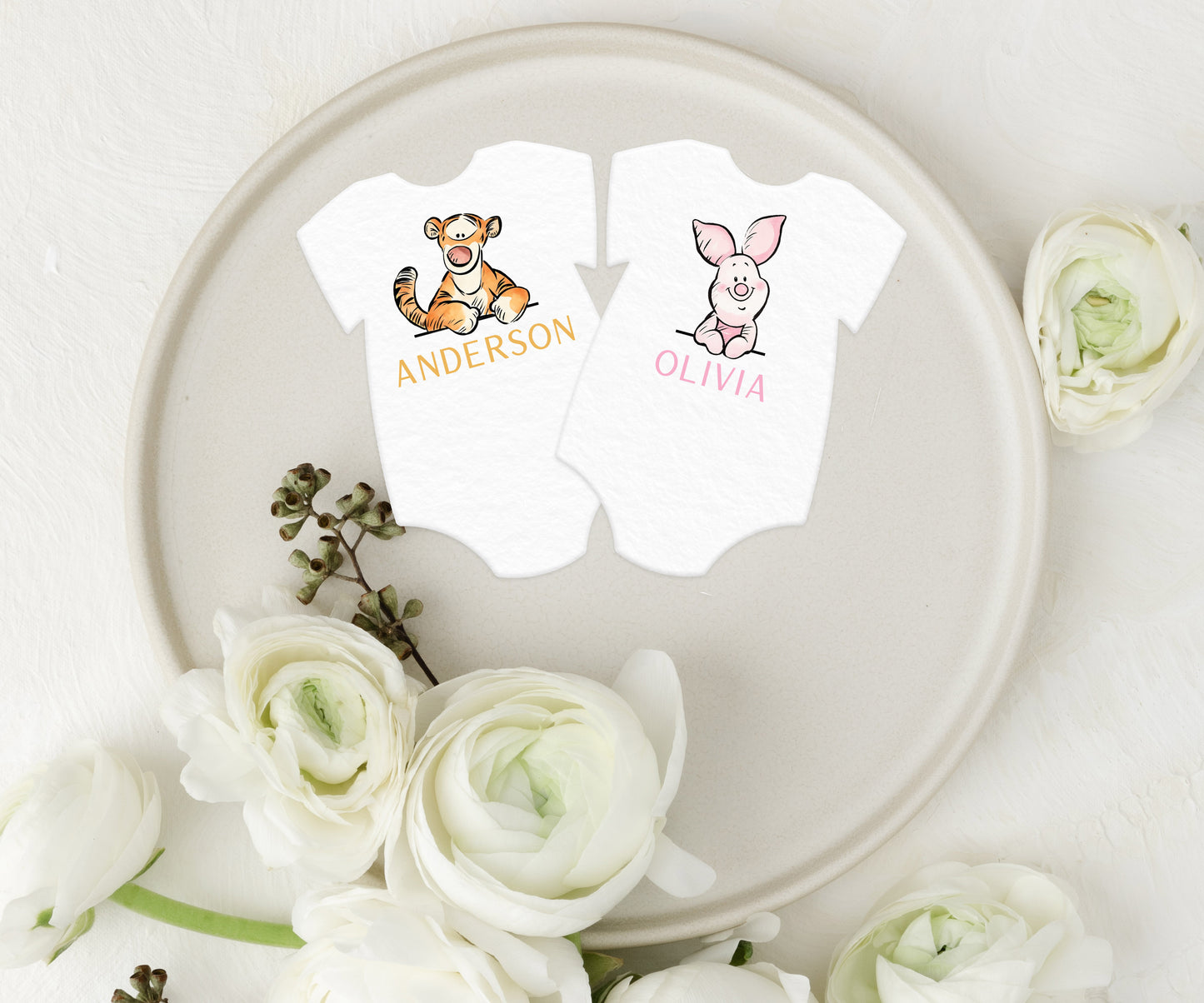 Onesie Shape Winnie the Pooh Escort/Place Cards