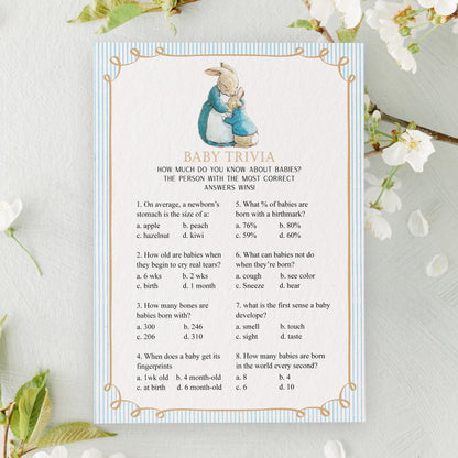 Peter Rabbit Baby Shower Game Cards
