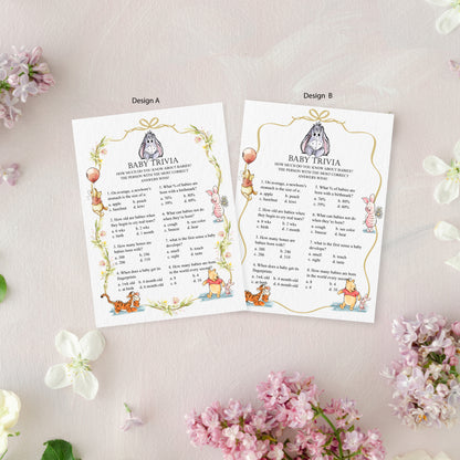 Winnie the Pooh Baby Shower Game Cards