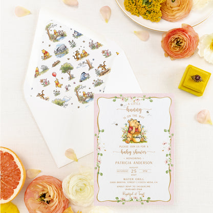 Printed Winnie the Pooh Baby Shower Invitation