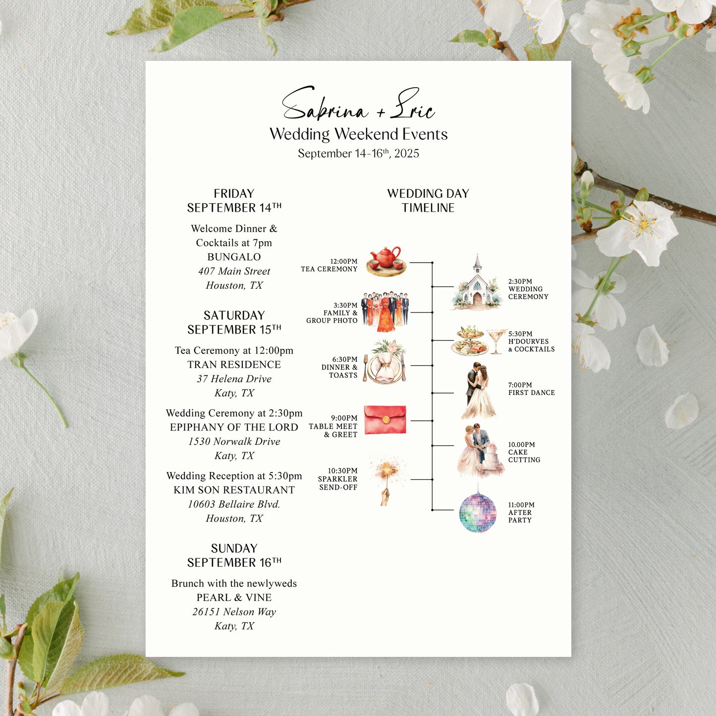EMILY | Wedding Weekend Events & Welcome Card