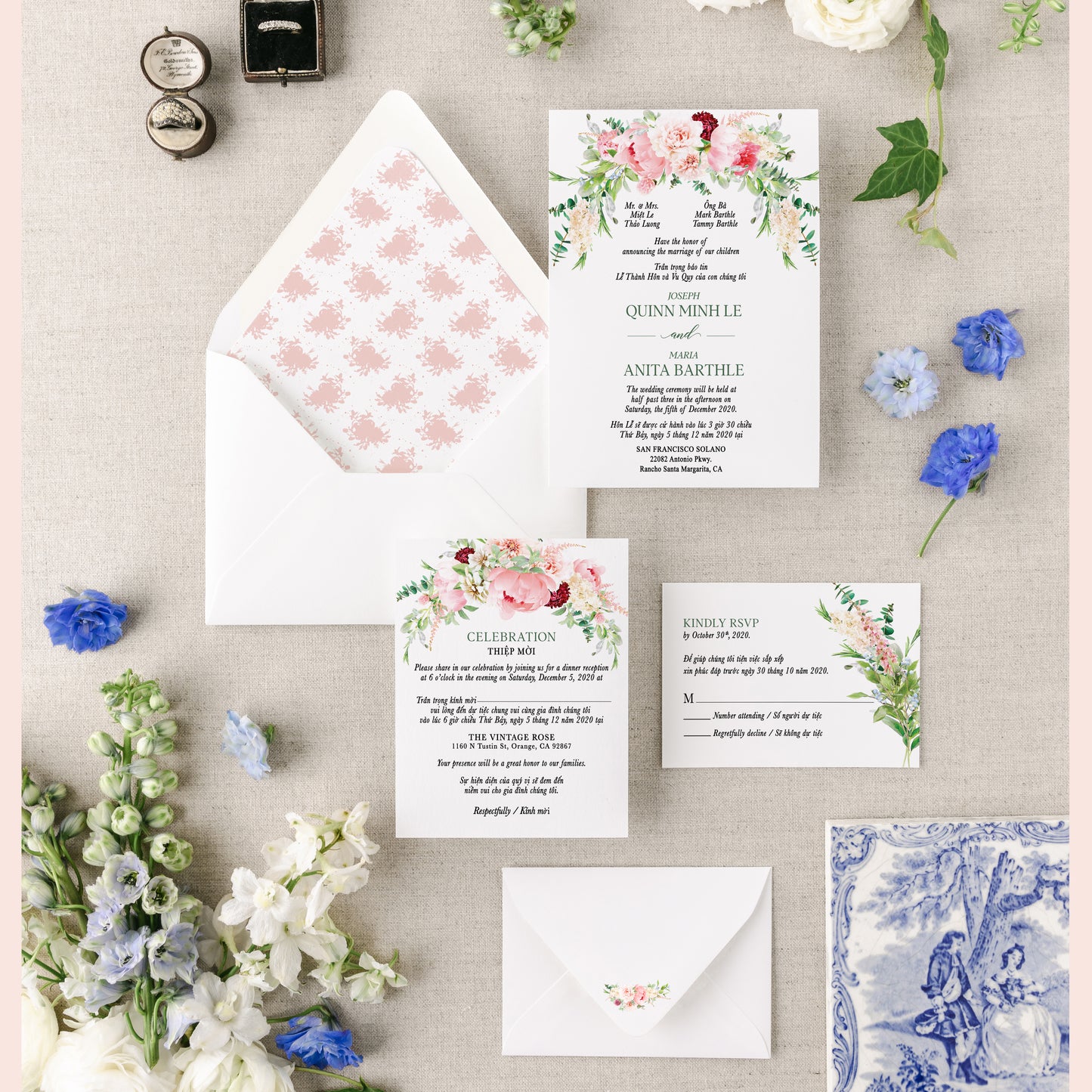 HELENA | Bilingual Vietnamese Wedding Invitation Suites
