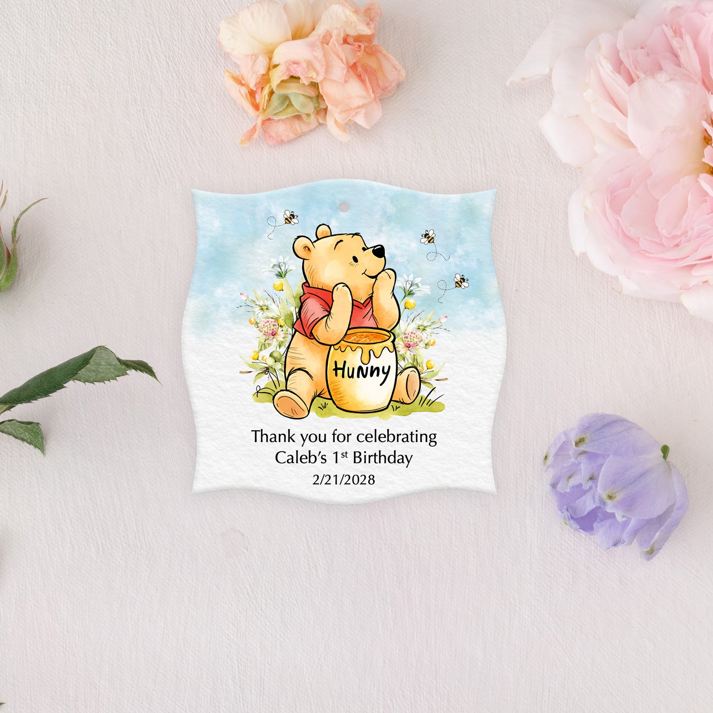 Decorative, Square Shape, Winnie the Pooh, Thank You Tags