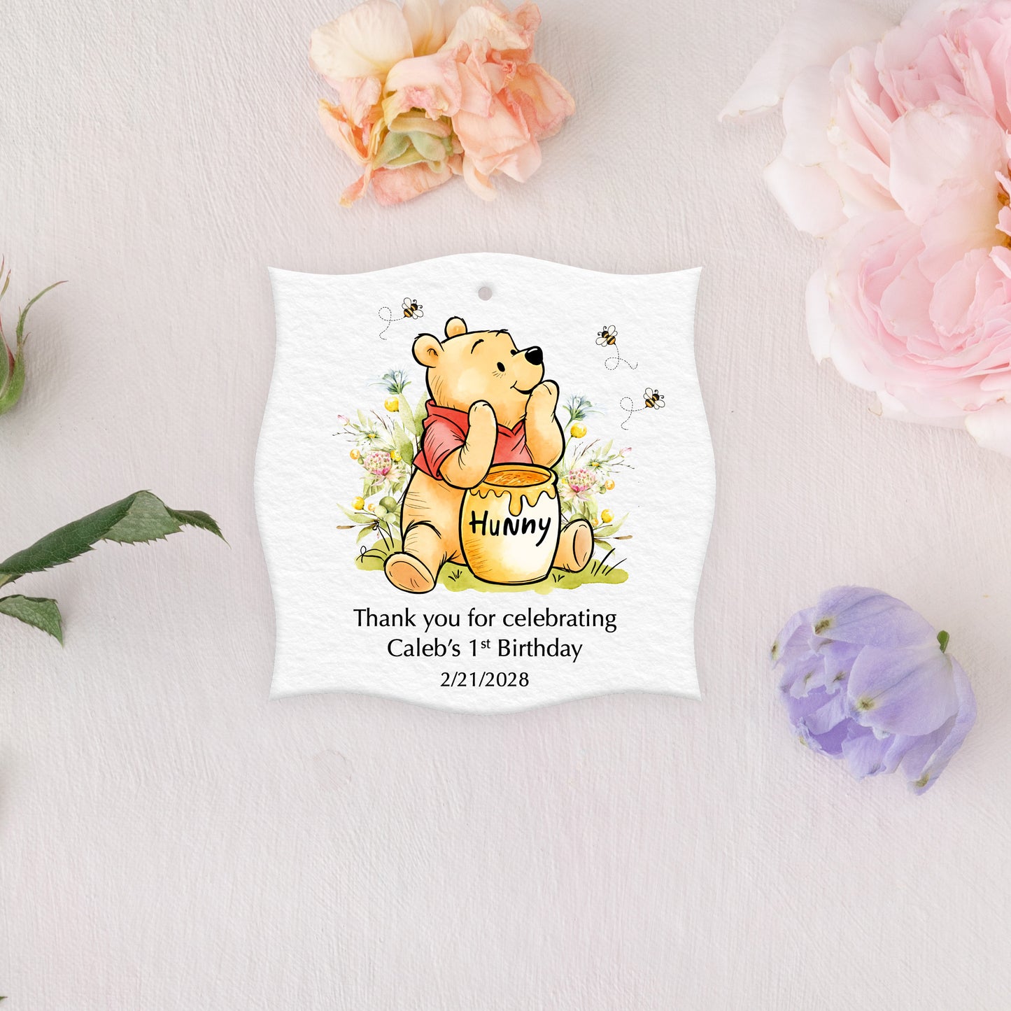 Decorative, Square Shape, Winnie the Pooh, Thank You Tags