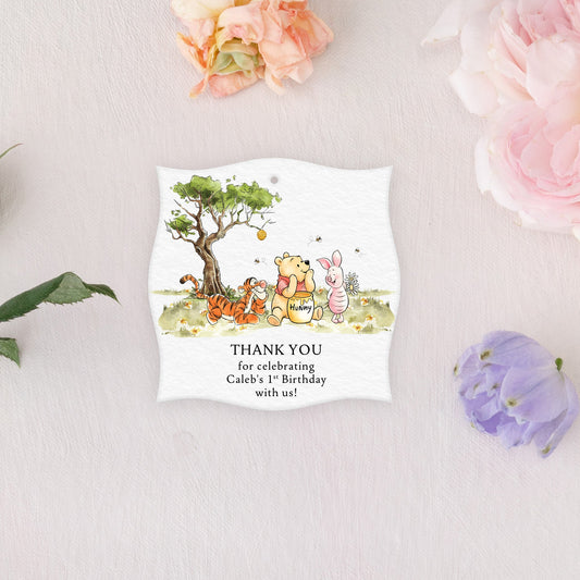 Decorative, Square Shape, Winnie the Pooh & Friends, Thank You Tags