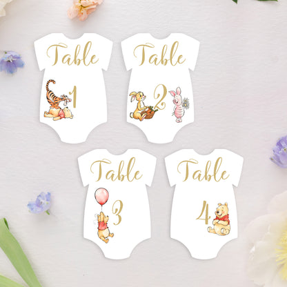 Winnie the Pooh Onesie Shape Table Numbers