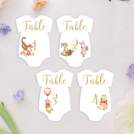 Winnie the Pooh Onesie Shape Table Numbers