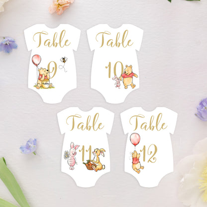 Winnie the Pooh Onesie Shape Table Numbers