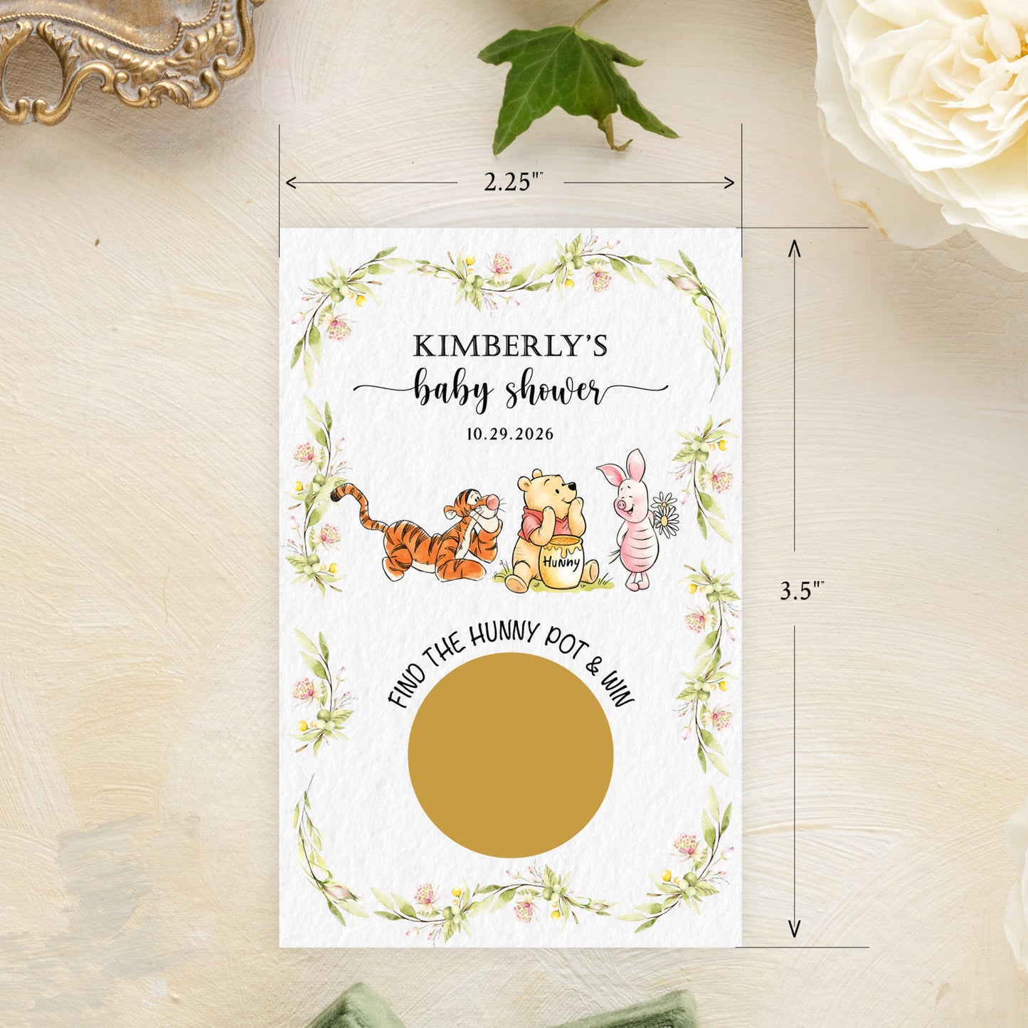 Set of 30 Winnie the Pooh Scratch-Off Baby Shower Game Cards