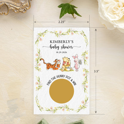 Set of 30 Winnie the Pooh Scratch-Off Baby Shower Game Cards