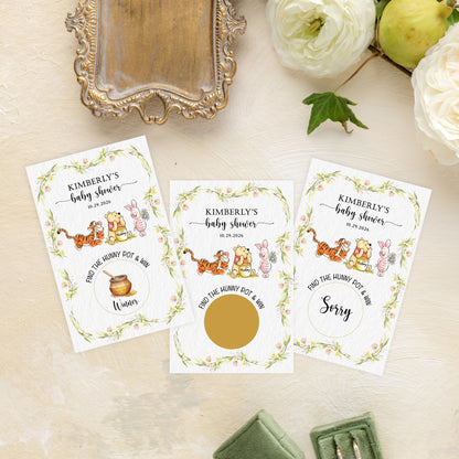 Set of 30 Winnie the Pooh Scratch-Off Baby Shower Game Cards