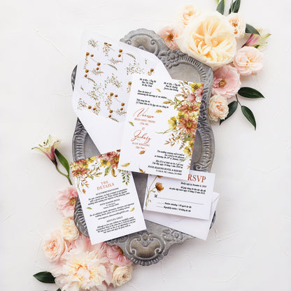 WINSLET | Bilingual Vietnamese Wedding Invitation Suite Bundle with 3" Square Photo Magnet Button Option