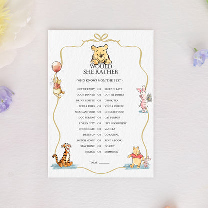 Winnie the Pooh Baby Shower Game Cards