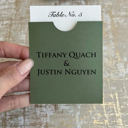 Custom Pocket/Sleeve with Insert Card, Table Number Place Cards, Seating Chart Envelope Enclosure