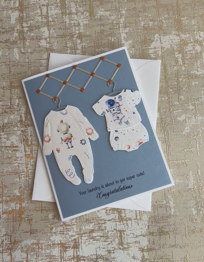 Congratulations Baby Boy Laundry/Clothes Card