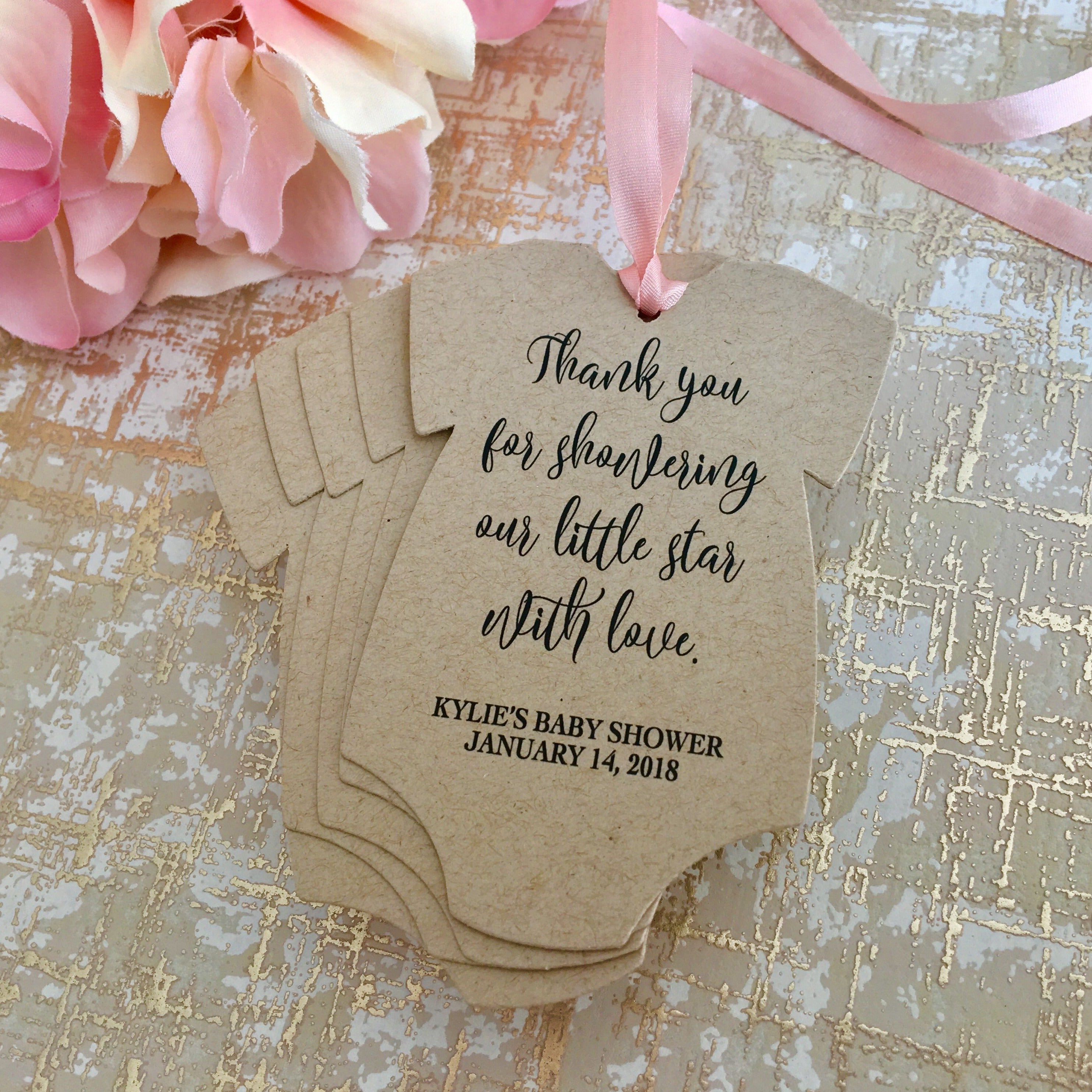 Onesie deals favor tags